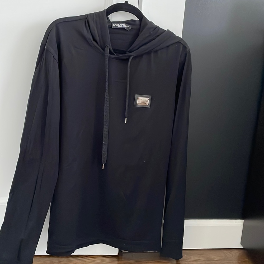 Dolce and gabbana long sleeve hooded black shirt size 48/ large